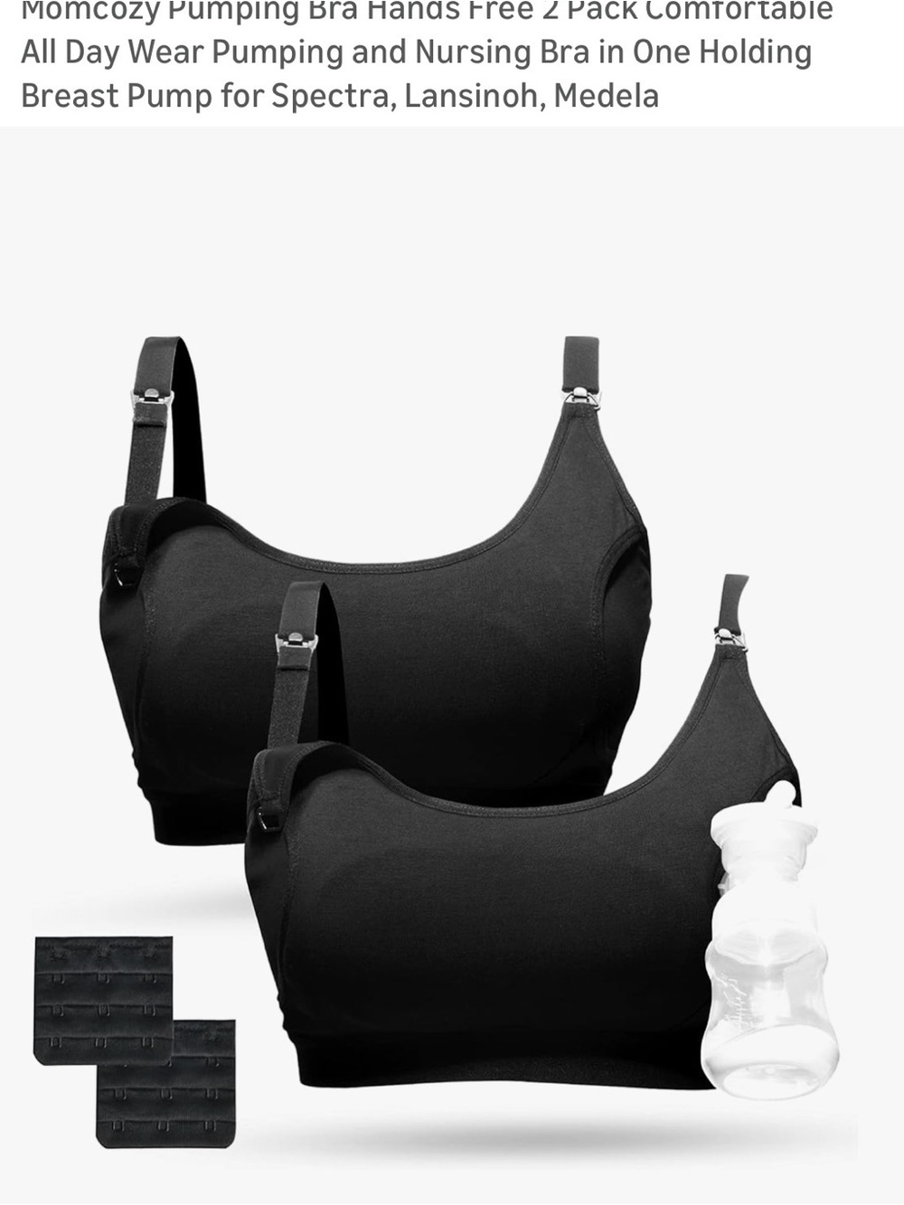 Hands-Free Pumping Nursing Bra - Black 2 in bundle